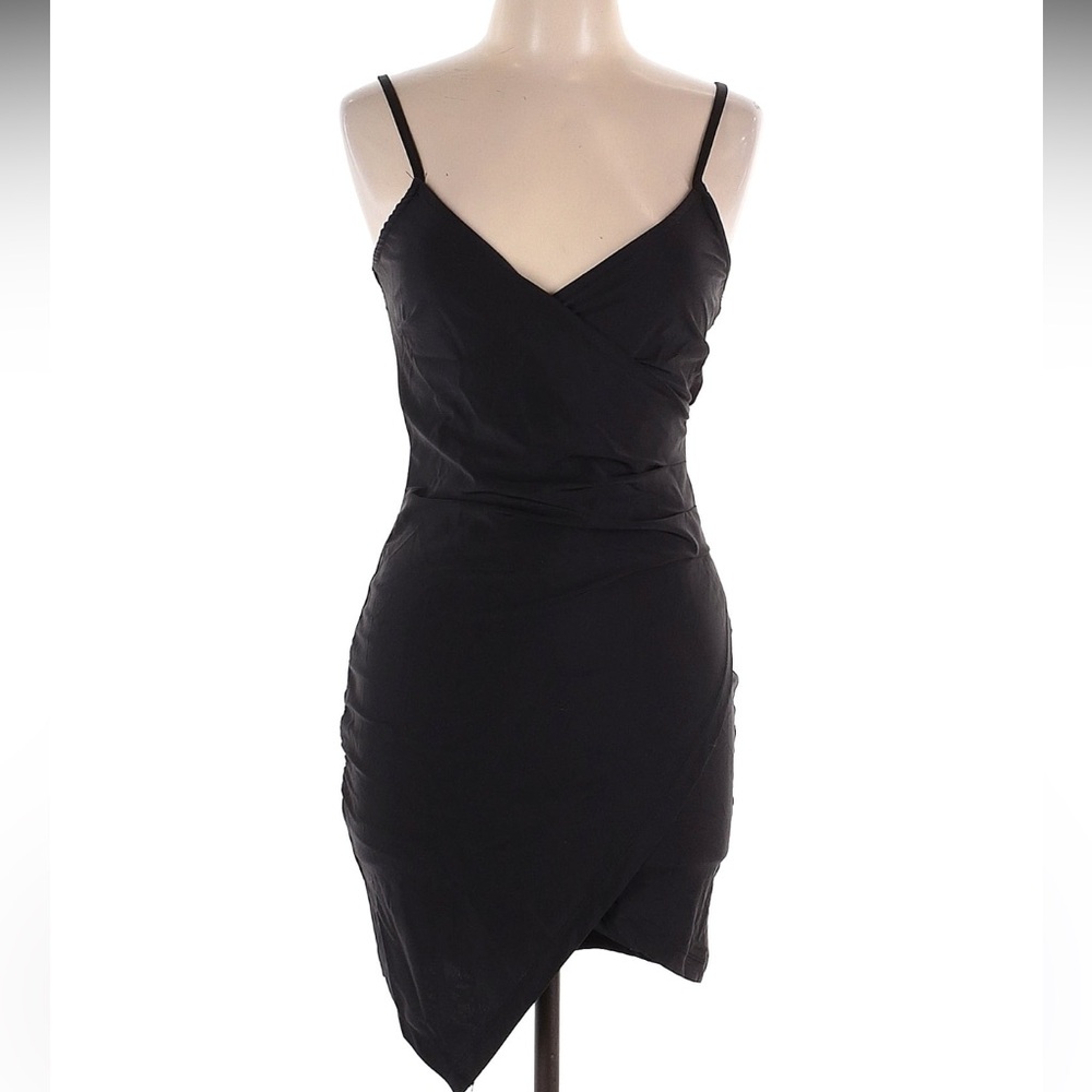 AKIRA Black Faux-Wrap Mini Dress